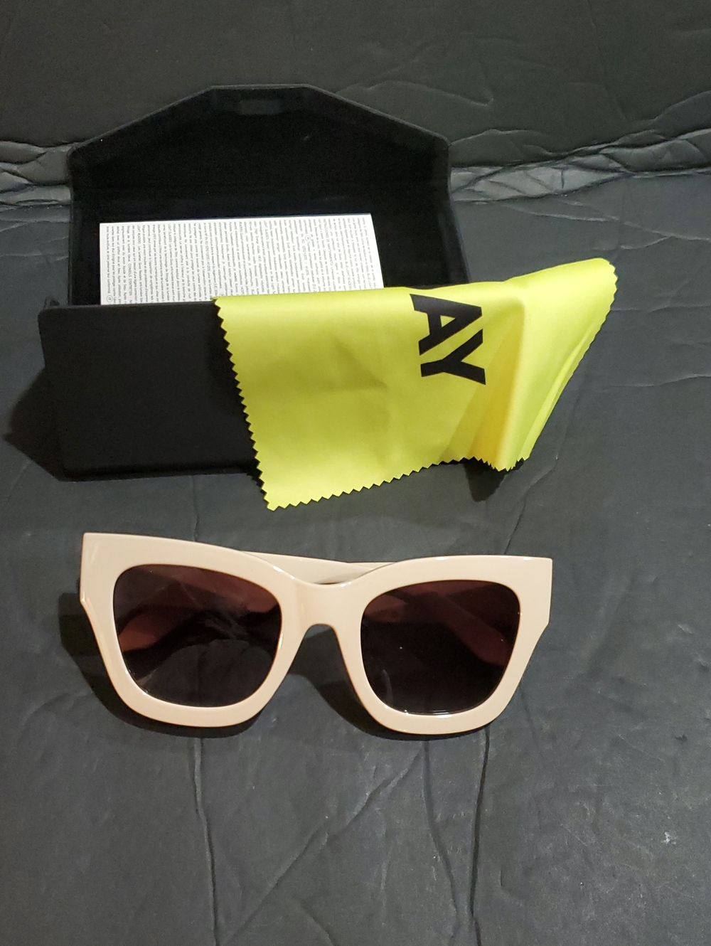 Quay Australia champagne bone cream brown lenses By the Way gold trim sunglasses
